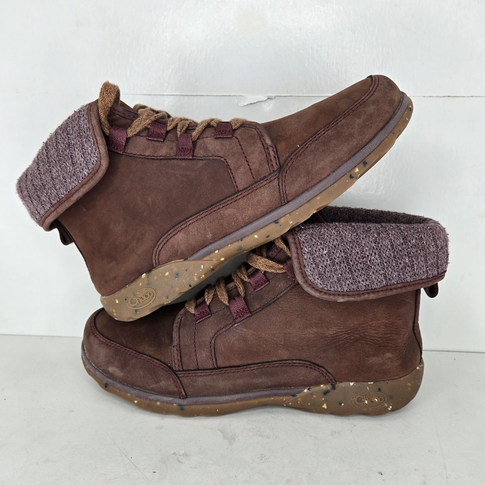 Chaco Barbary‎ Boots Womens 9 Brown Waterproof Leather Wool Lined Lace Up Chukka - Picture 10 of 10